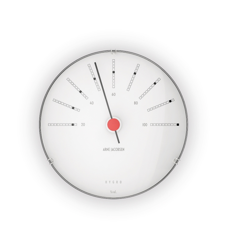 Arne Jacobsen Bankers Hygrometer Ø12 cm hvid/sort/rød