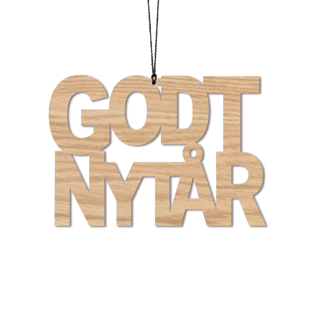 Godt nytår, 2 stk., egetræ