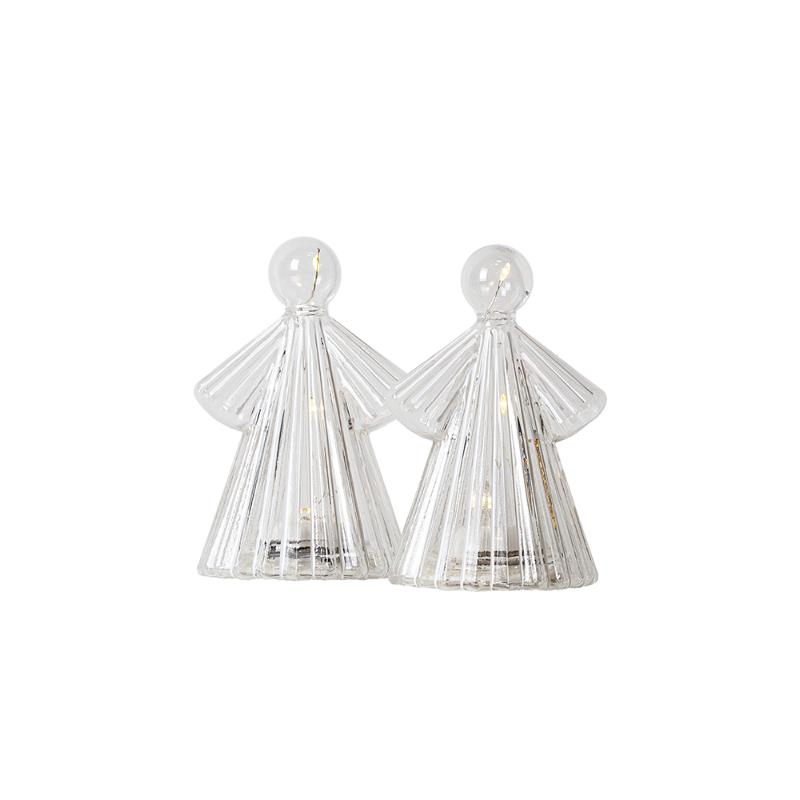 Alberte engel 2stk H10cm Klar/Hvid