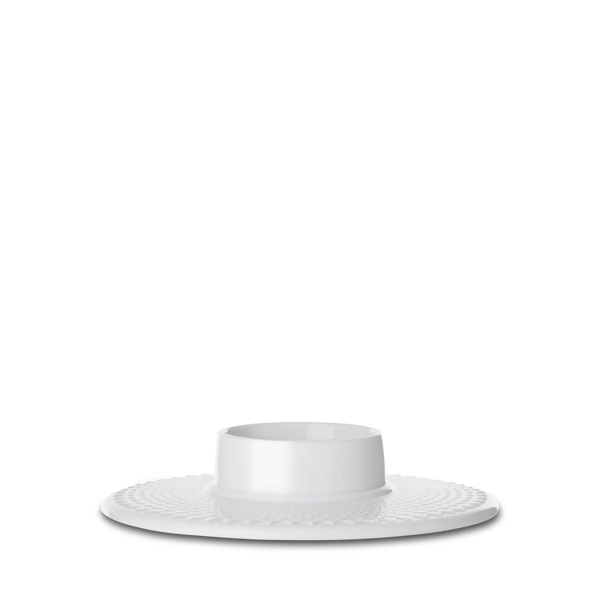 Rhombe Bloklysestage Ø14,5 cm hvid porcelæn